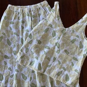 Flax linen set matching floral tank top and maxi skirt size small